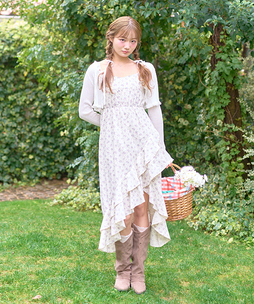 Mi-je(ミジェ)の「ヘムフリルキャミワンピース(シャツワンピース・レディース・アイボリー/ネイビー・F)」の1枚目の写真