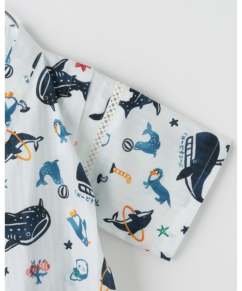 kladskap(クレードスコープ)の「水族館柄甚平【接触冷感】(浴衣・キッズ・オフホワイト/サックスブルー・S(80-90cm)/M(100-110cm)/L(120-130cm))」の15枚目の写真