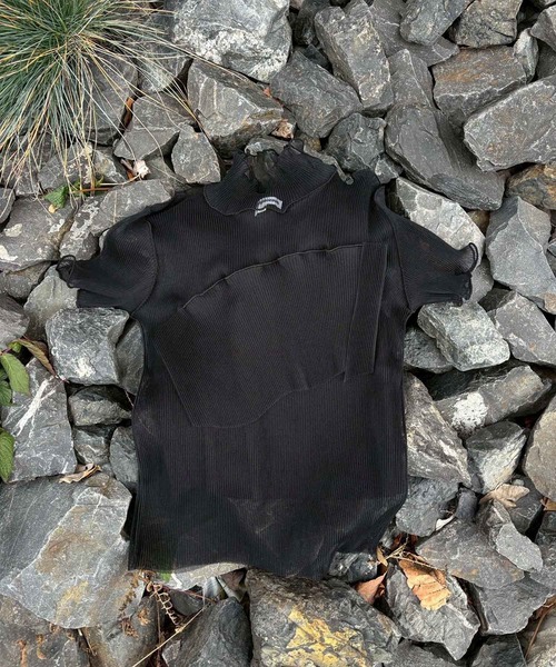 kotohayokozawa/コトハヨコザワ】GHOST TODO TOP SHORTSLEEVE HIGHNECK