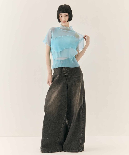 kotohayokozawa（コトハヨコザワ）の「【kotohayokozawa/コトハヨコザワ】GHOST TODO TOP SHORTSLEEVE HIGHNECK +INNER/ゴーストトゥードゥショートスリーブハイネックインナー（Tシャツ/カットソー・レディース・ライトブルー/ブラック/ホワイト/ブルー・FREE）」の14枚目の写真