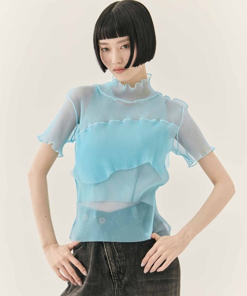 kotohayokozawa（コトハヨコザワ）の「【kotohayokozawa/コトハヨコザワ】GHOST TODO TOP SHORTSLEEVE HIGHNECK +INNER/ゴーストトゥードゥショートスリーブハイネックインナー（Tシャツ/カットソー・レディース・ライトブルー/ブラック/ホワイト/ブルー・FREE）」の17枚目の写真