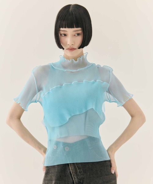 kotohayokozawa（コトハヨコザワ）の「【kotohayokozawa/コトハヨコザワ】GHOST TODO TOP SHORTSLEEVE HIGHNECK +INNER/ゴーストトゥードゥショートスリーブハイネックインナー（Tシャツ/カットソー・レディース・ライトブルー/ブラック/ホワイト/ブルー・FREE）」の18枚目の写真