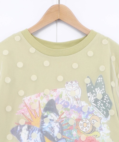 ScoLar(スカラー)の「162630:ドットチュール重ねアート柄Tシャツ(Tシャツ/カットソー・レディース・イエロー/チャコールグレー/オフホワイト・M)」の14枚目の写真