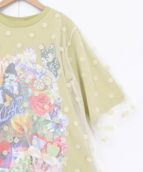 ScoLar(スカラー)の「162630:ドットチュール重ねアート柄Tシャツ(Tシャツ/カットソー・レディース・イエロー/チャコールグレー/オフホワイト・M)」の15枚目の写真