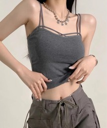 カップ付きクロスデザインキャミソール