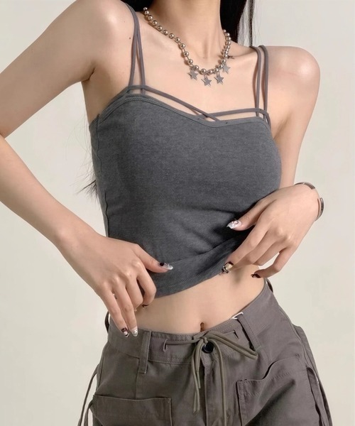 yuue' ( wear )(ユーイ)の「カップ付きクロスデザインキャミソール(キャミソール・レディース・ブラック/グレー/ホワイト・FREE)」の3枚目の写真