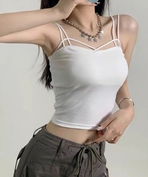 カップ付きクロスデザインキャミソール