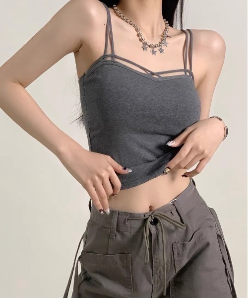 yuue' ( wear )(ユーイ)の「カップ付きクロスデザインキャミソール(キャミソール・レディース・ブラック/グレー/ホワイト・FREE)」の13枚目の写真