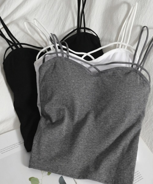yuue' ( wear )(ユーイ)の「カップ付きクロスデザインキャミソール(キャミソール・レディース・ブラック/グレー/ホワイト・FREE)」の8枚目の写真
