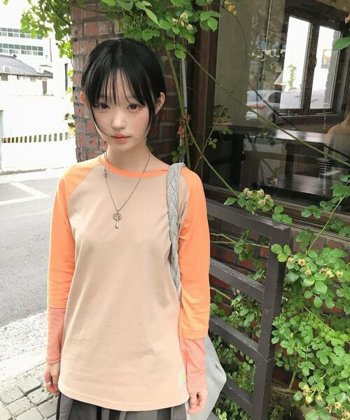 chancechance(チャンスチャンス)の「CEC LAYERED STRIPED SLEEVE LABEL L/S(CHARCOAL PINK)(Tシャツ/カットソー・レディース・その他・FREE)」の5枚目の写真
