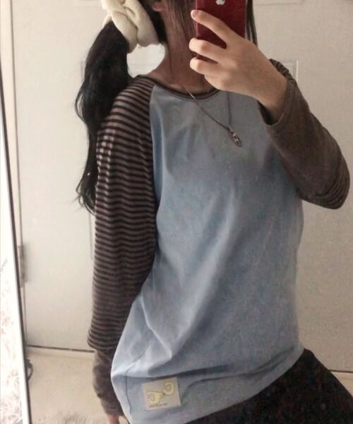 chancechance(チャンスチャンス)の「CEC LAYERED STRIPED SLEEVE LABEL L/S(CHARCOAL PINK)(Tシャツ/カットソー・レディース・その他・FREE)」の8枚目の写真