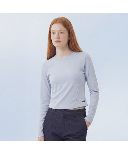 MASMARULEZ APPAREL（マスマルールズ アパレル）の「Slim Fit Line Detail Top_2 Colors（Tシャツ/カットソー・レディース・ホワイト/スカイブルー・ONE SIZE）」の2枚目の写真