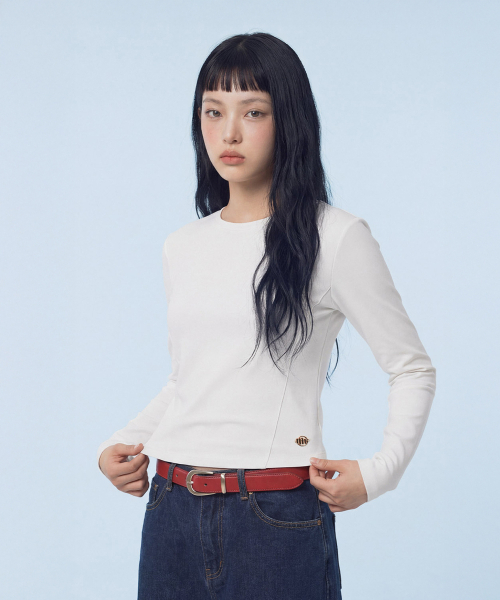 MASMARULEZ APPAREL（マスマルールズ アパレル）の「Slim Fit Line Detail Top_2 Colors（Tシャツ/カットソー・レディース・ホワイト/スカイブルー・ONE SIZE）」の11枚目の写真
