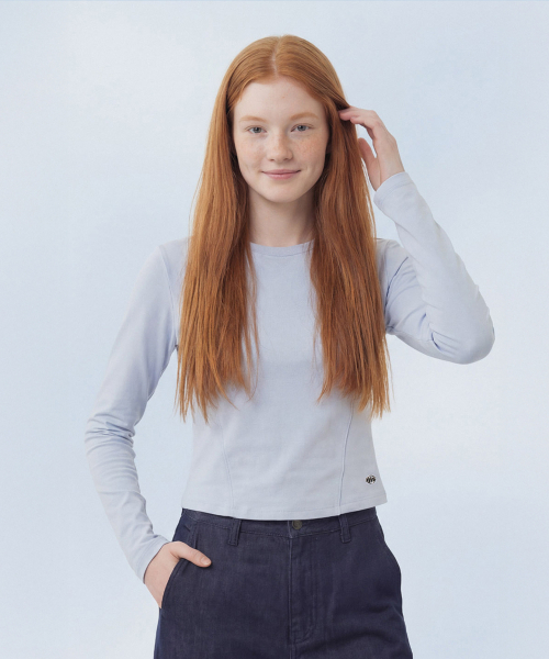 MASMARULEZ APPAREL（マスマルールズ アパレル）の「Slim Fit Line Detail Top_2 Colors（Tシャツ/カットソー・レディース・ホワイト/スカイブルー・ONE SIZE）」の10枚目の写真