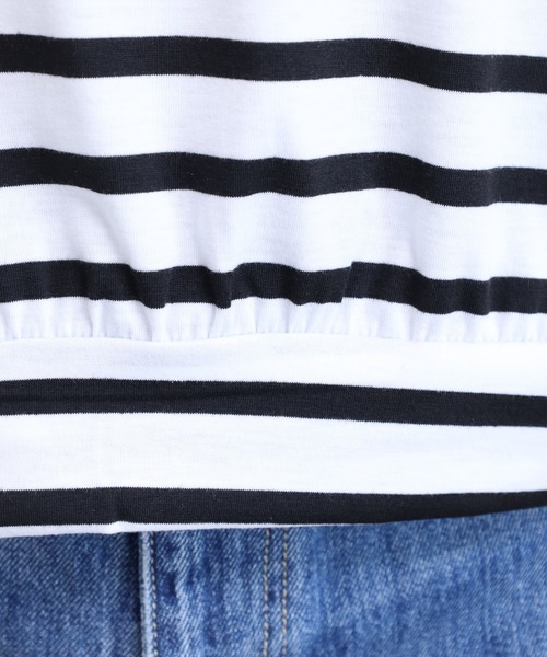 crossi(クロッシー)の「袖レース切替ボーダーカットソー クロップド プルオーバー(Tシャツ/カットソー・レディース・ブラック・FREE)」の13枚目の写真