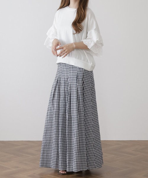 crossi(クロッシー)の「袖レース切替ボーダーカットソー クロップド プルオーバー(Tシャツ/カットソー・レディース・ブラック・FREE)」の19枚目の写真
