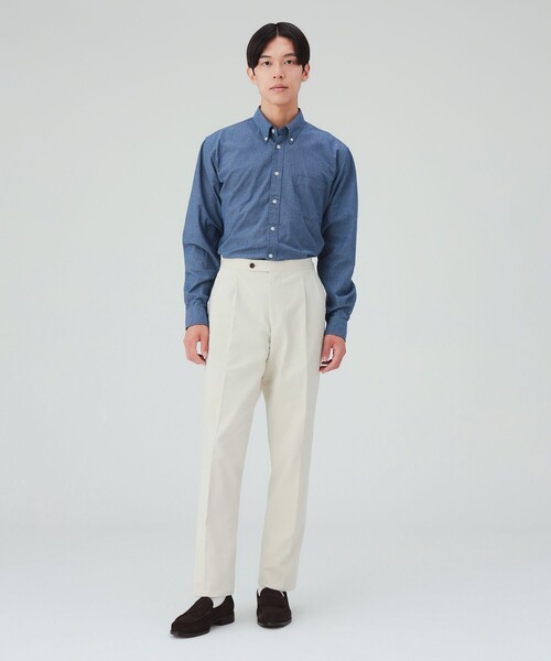 BEAMS HEART(ビームスハート)の「千鳥柄プリント シャンブレー ボタンダウン シャツ(シャツ/ブラウス・メンズ・インディゴブルー・SMALL/X-LARGE/LARGE/MEDIUM)」の2枚目の写真