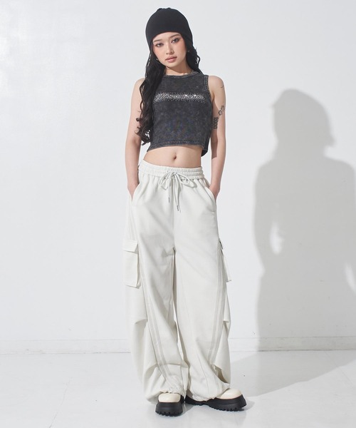 ANAP(アナップ)の「同色ライン カーゴ スウェットパンツ(スウェットパンツ・レディース・ピンク/グレー/ホワイト/ブラック・F)」の11枚目の写真