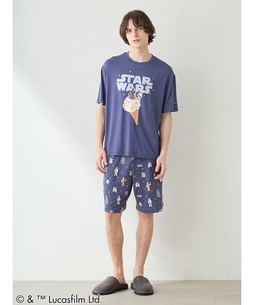 gelato pique(ジェラートピケ)の「【STAR WARS】【メンズ】ワンポイントTシャツ(ルームウェア/パジャマ・メンズ・ネイビー/ミント・M/L)」の4枚目の写真