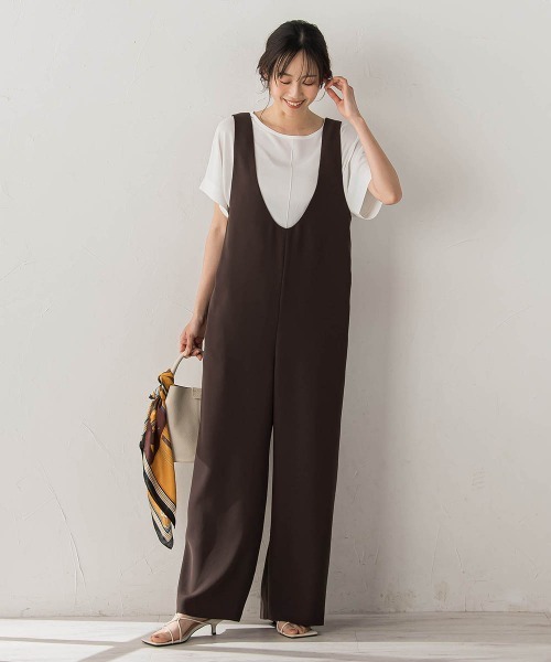 Droite lautreamont(ドロワットロートレアモン)の「Uネックオールインワン(ワンピース・レディース・ブラック/ブラウン・M)」の2枚目の写真