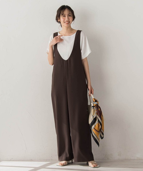 Droite lautreamont(ドロワットロートレアモン)の「Uネックオールインワン(ワンピース・レディース・ブラック/ブラウン・M)」の15枚目の写真