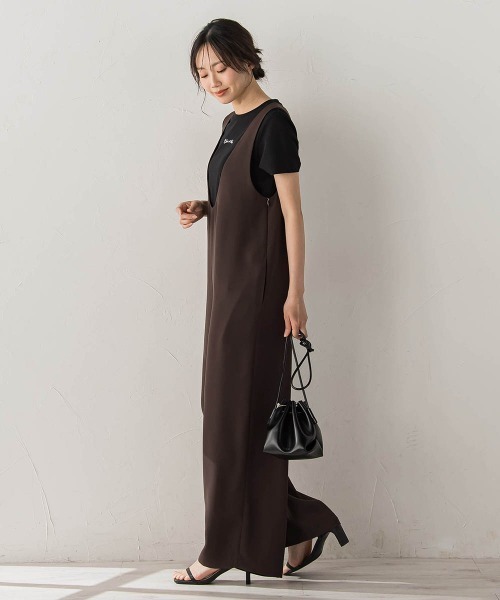 Droite lautreamont(ドロワットロートレアモン)の「Uネックオールインワン(ワンピース・レディース・ブラック/ブラウン・M)」の16枚目の写真