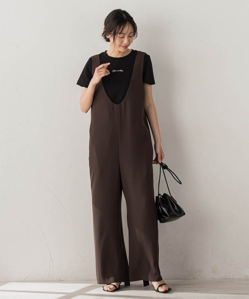 Droite lautreamont(ドロワットロートレアモン)の「Uネックオールインワン(ワンピース・レディース・ブラック/ブラウン・M)」の18枚目の写真