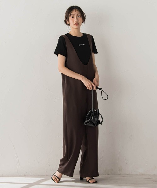 Droite lautreamont(ドロワットロートレアモン)の「Uネックオールインワン(ワンピース・レディース・ブラック/ブラウン・M)」の19枚目の写真