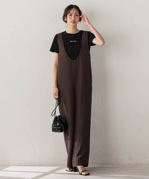 Droite lautreamont(ドロワットロートレアモン)の「Uネックオールインワン(ワンピース・レディース・ブラック/ブラウン・M)」の20枚目の写真