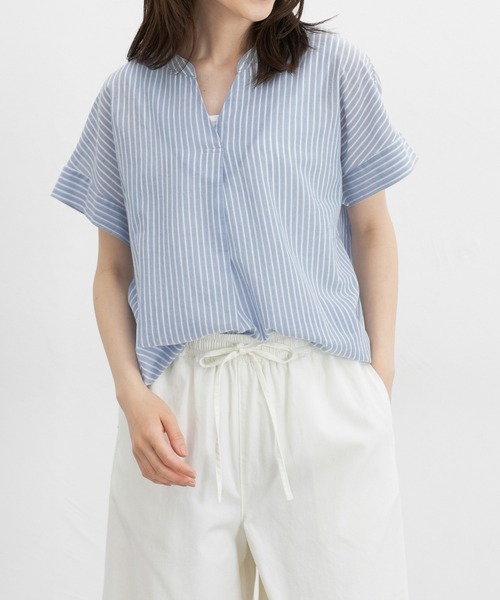 Honeys(ハニーズ)の「マオスキッパーブラウス(シャツ/ブラウス・レディース・ブルー系その他3/ホワイト系その他/ブラウン系その他/グレー系その他・L/M/LL)」の4枚目の写真