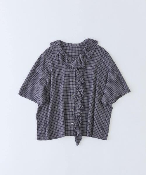 conges payes ADIEU TRISTESSE(コンジェ ペイエ アデュートリステス)の「ランダムフリルブラウス(シャツ/ブラウス・レディース・ブラウン/グレー系その他・38)」の1枚目の写真
