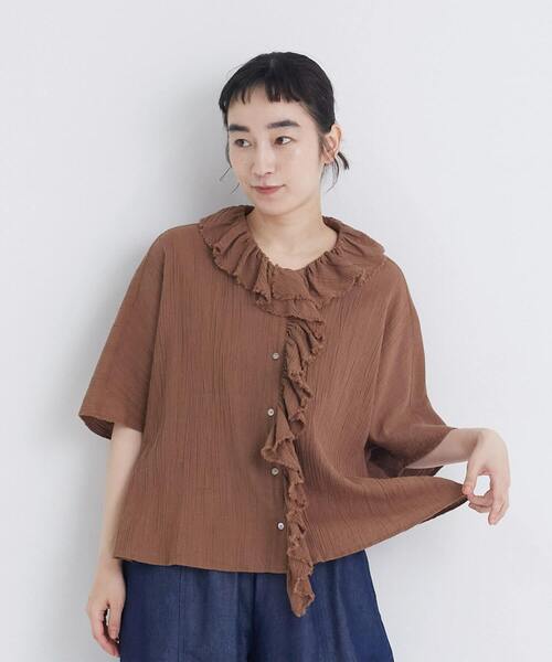 conges payes ADIEU TRISTESSE(コンジェ ペイエ アデュートリステス)の「ランダムフリルブラウス(シャツ/ブラウス・レディース・ブラウン/グレー系その他・38)」の18枚目の写真