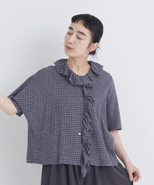 conges payes ADIEU TRISTESSE(コンジェ ペイエ アデュートリステス)の「ランダムフリルブラウス(シャツ/ブラウス・レディース・ブラウン/グレー系その他・38)」の8枚目の写真