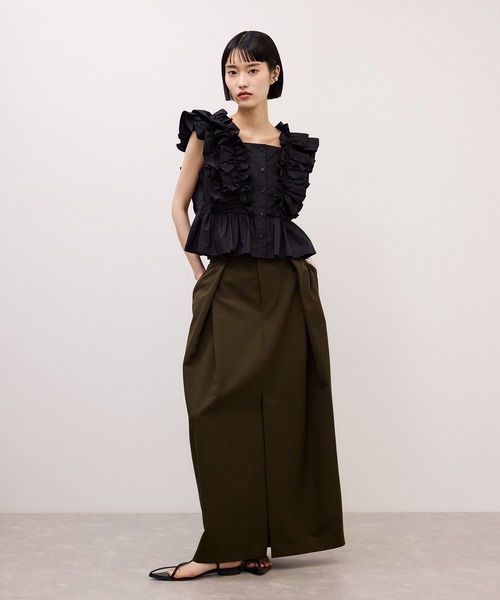 ADAM ET ROPE'（アダムエロペ）の「【サステナブル】・【定番】ペタルフリルブラウス（シャツ/ブラウス・レディース・サックスブルー/ブラック/ホワイト・FREE）」の17枚目の写真