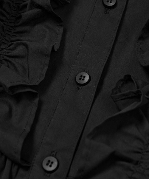 ADAM ET ROPE'（アダムエロペ）の「【サステナブル】・【定番】ペタルフリルブラウス（シャツ/ブラウス・レディース・サックスブルー/ブラック/ホワイト・FREE）」の11枚目の写真
