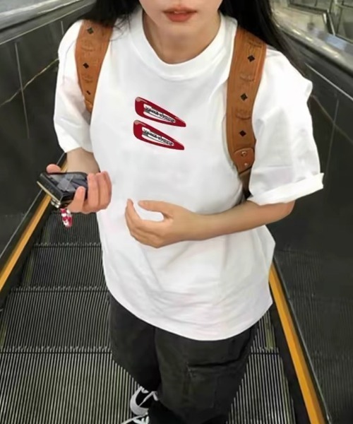 Vipoa（ヴィポア）の「CLIPグラフィックルーズTシャツ（Tシャツ/カットソー・レディース・ライトグレー/ホワイト/ブラック・FREE）」の18枚目の写真