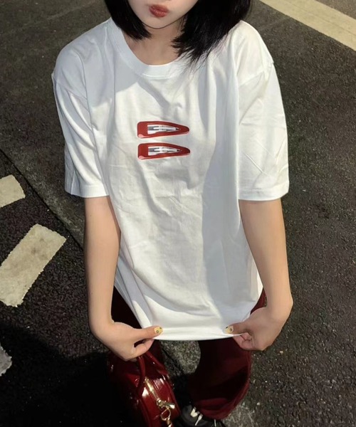 Vipoa（ヴィポア）の「CLIPグラフィックルーズTシャツ（Tシャツ/カットソー・レディース・ライトグレー/ホワイト/ブラック・FREE）」の7枚目の写真