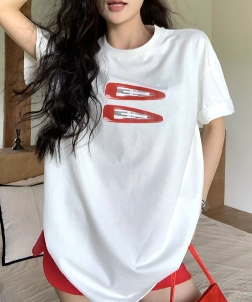 Vipoa（ヴィポア）の「CLIPグラフィックルーズTシャツ（Tシャツ/カットソー・レディース・ライトグレー/ホワイト/ブラック・FREE）」の11枚目の写真