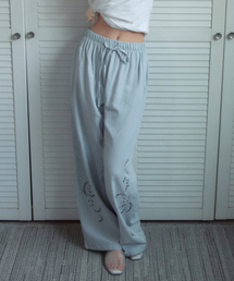 Rose Embroidered Wide Pants_Sky Blue(OB6PT05)