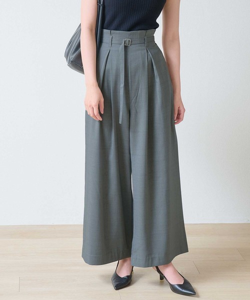 laulea(ラウレア)の「麻調合繊 バックル付 細ベルトタックワイドパンツ(その他パンツ・レディース・ダークブラウン/モカ/ダークグレー/ブラック・M)」の15枚目の写真