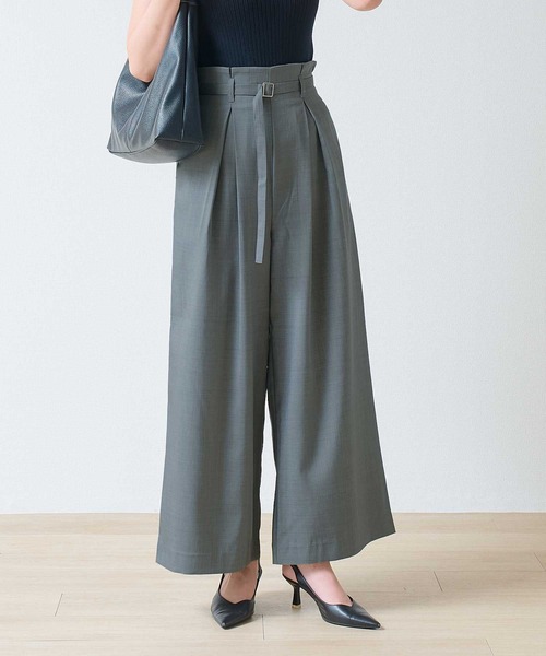 laulea(ラウレア)の「麻調合繊 バックル付 細ベルトタックワイドパンツ(その他パンツ・レディース・ダークブラウン/モカ/ダークグレー/ブラック・M)」の16枚目の写真