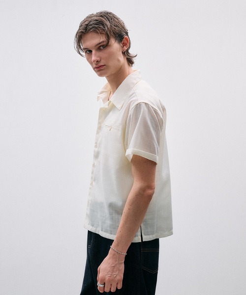Adoon plain（アドーンプレーン）の「Linen-Touch Sheer Shirt /リネンタッチシアーベーシックシャツ（シャツ/ブラウス・メンズ・アイボリー/ブラウン/ブラック・MEDIUM/LARGE）」の11枚目の写真