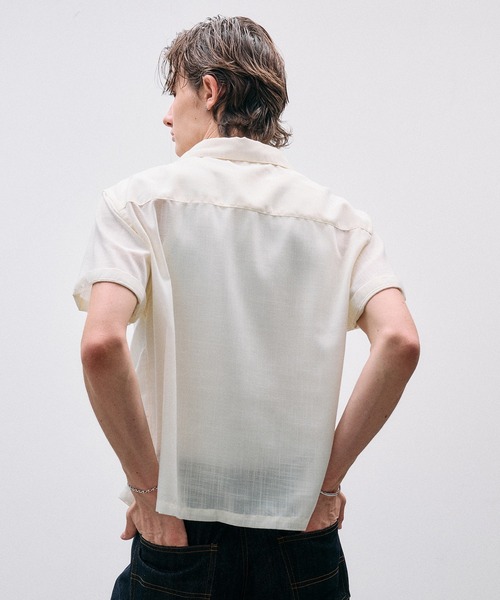 Adoon plain（アドーンプレーン）の「Linen-Touch Sheer Shirt /リネンタッチシアーベーシックシャツ（シャツ/ブラウス・メンズ・アイボリー/ブラウン/ブラック・MEDIUM/LARGE）」の12枚目の写真