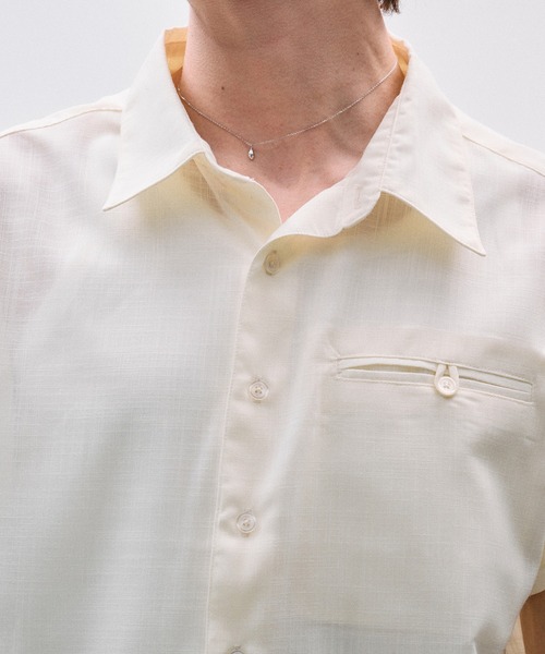 Adoon plain（アドーンプレーン）の「Linen-Touch Sheer Shirt /リネンタッチシアーベーシックシャツ（シャツ/ブラウス・メンズ・アイボリー/ブラウン/ブラック・MEDIUM/LARGE）」の5枚目の写真