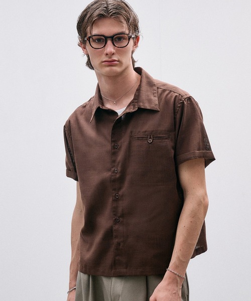 Adoon plain（アドーンプレーン）の「Linen-Touch Sheer Shirt /リネンタッチシアーベーシックシャツ（シャツ/ブラウス・メンズ・アイボリー/ブラウン/ブラック・MEDIUM/LARGE）」の6枚目の写真