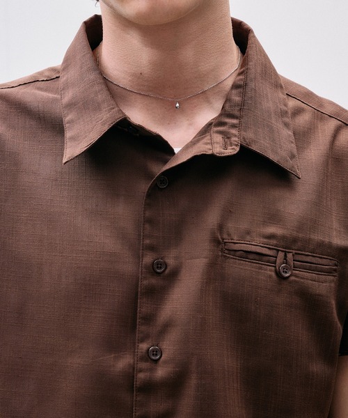 Adoon plain（アドーンプレーン）の「Linen-Touch Sheer Shirt /リネンタッチシアーベーシックシャツ（シャツ/ブラウス・メンズ・アイボリー/ブラウン/ブラック・MEDIUM/LARGE）」の7枚目の写真