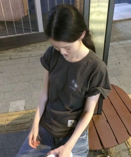 COIRIS(コイリス)の「ローネックバックレタリング半袖Tシャツ(3カラー)(Tシャツ/カットソー・レディース・ダークグレー/カーキ/ブラック・FREE)」の14枚目の写真