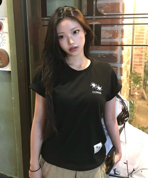 COIRIS(コイリス)の「ローネックバックレタリング半袖Tシャツ(3カラー)(Tシャツ/カットソー・レディース・ダークグレー/カーキ/ブラック・FREE)」の15枚目の写真