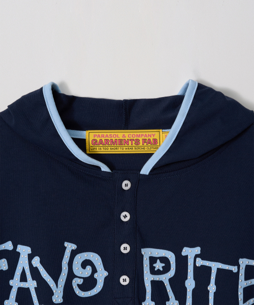 GARMENTS FAB（ガーメンツファブ）の「Binding Flock Hoodie Longsleeve (NAVY)（パーカー・レディース・その他・MEDIUM/LARGE）」の4枚目の写真