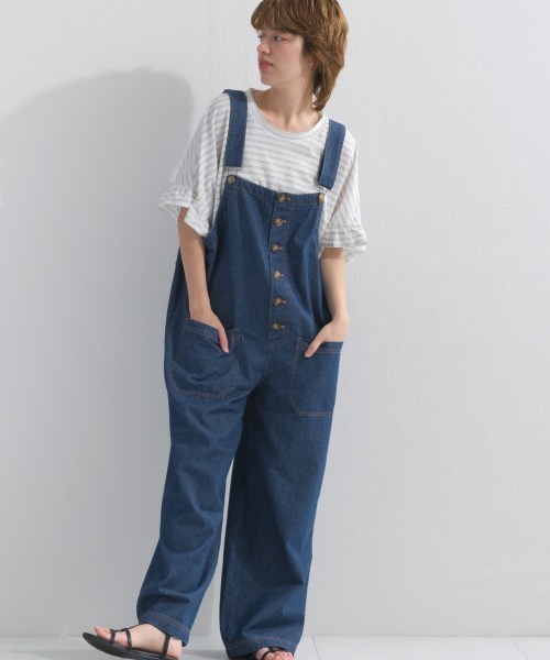 OMNES（オムネス）の「ウォッシュ加工 デニムサロペット（サロペット/オーバーオール・レディース・ブルー/キナリ/インディゴブルー・FREE）」の16枚目の写真